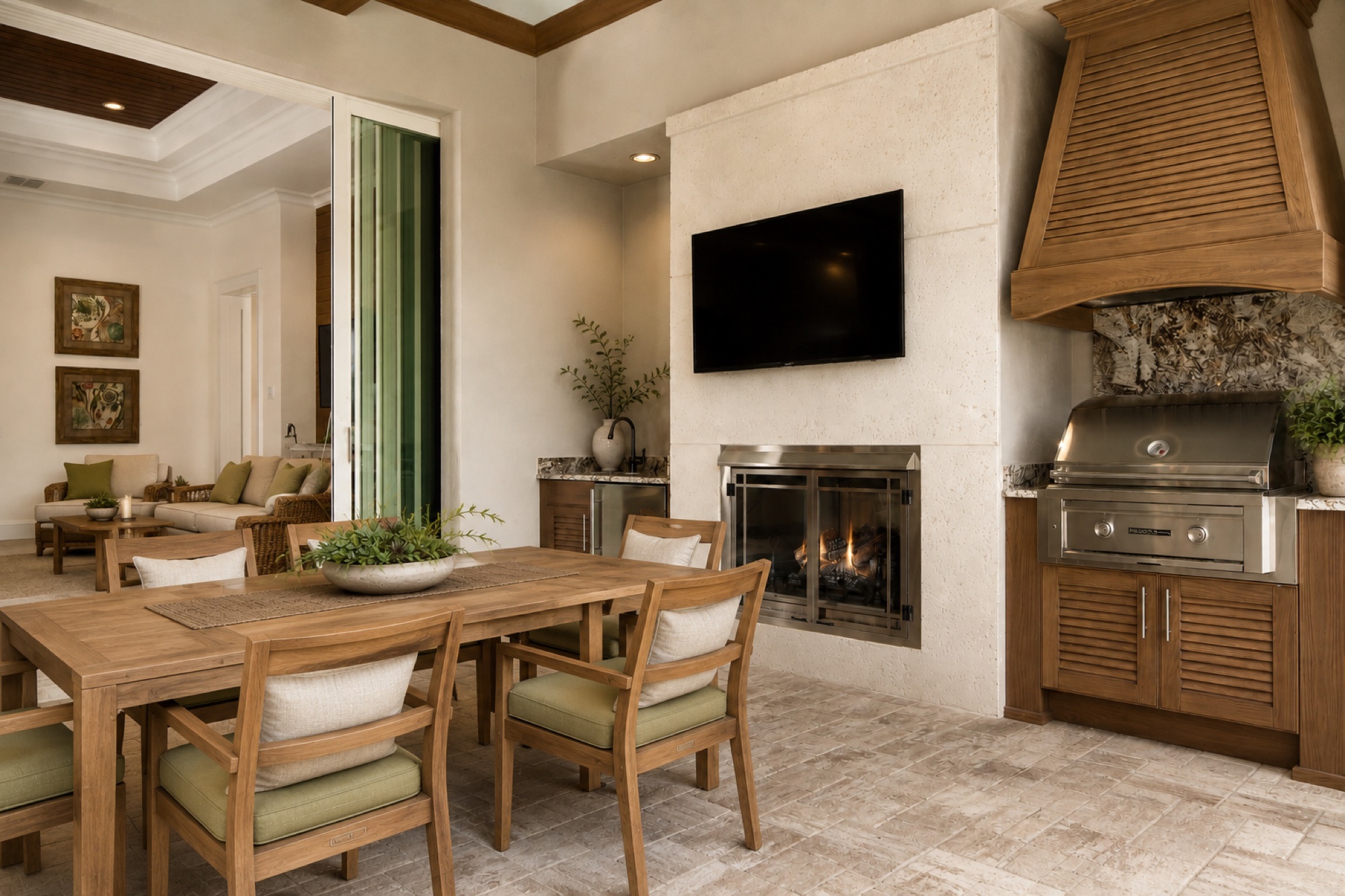Custom outdoor kitchen and bar, Naples, Florida