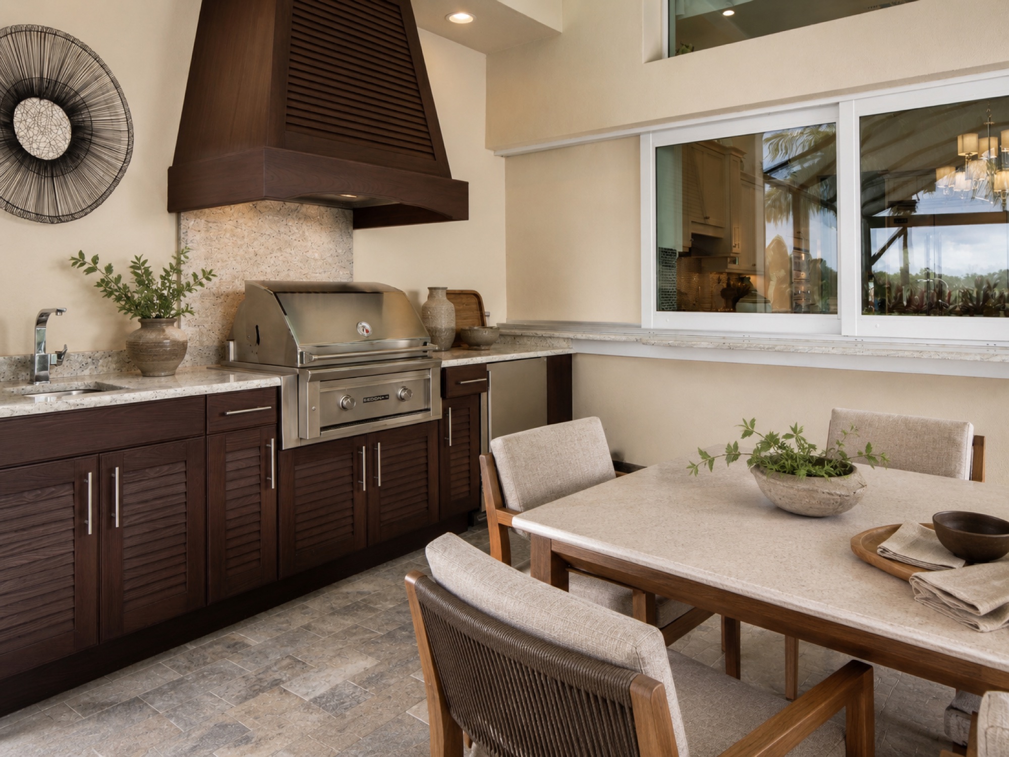 Marco Island waterfront poolscape and outdoor living, Florida
